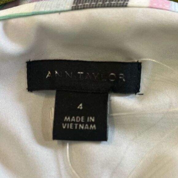 Ann Taylor Pastel Plaid Drop Waist Flutter Sleeve Shift Dress Sz 4 - Picture 7 of 7